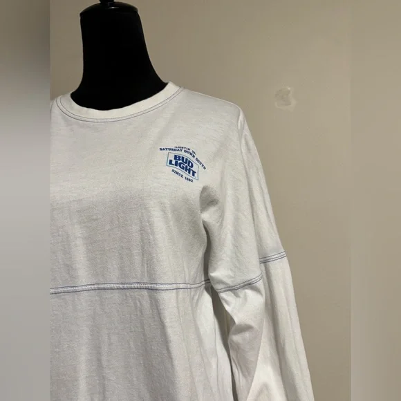 EUC Saturday Down South Blue & White Bud Light Graphic Long Sleeve size small - Picture 3 of 10